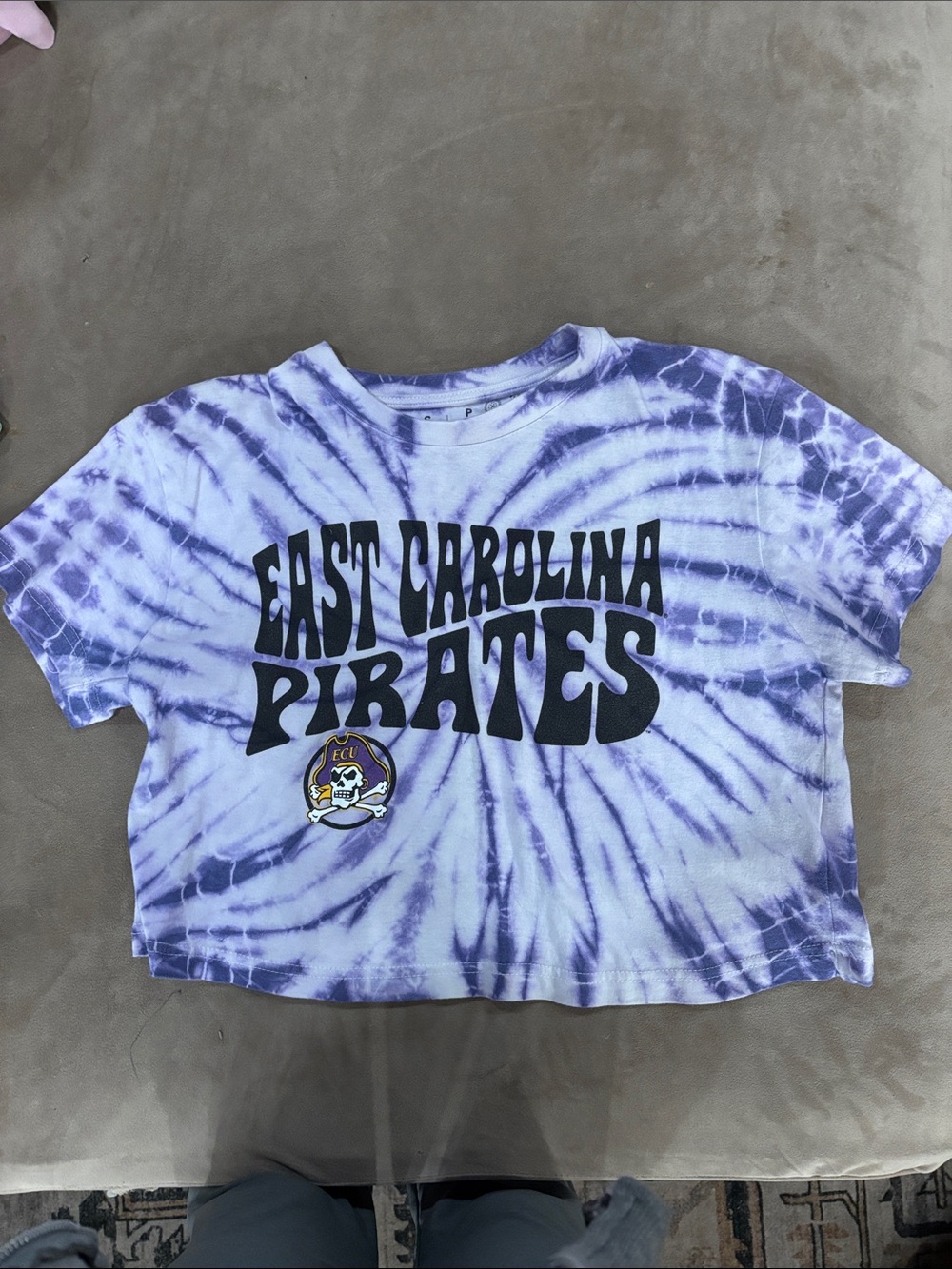 Pressbox Purple Tie-Dye East Carolina Pirates Crop Top